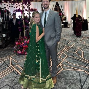 Green & gold lehenga